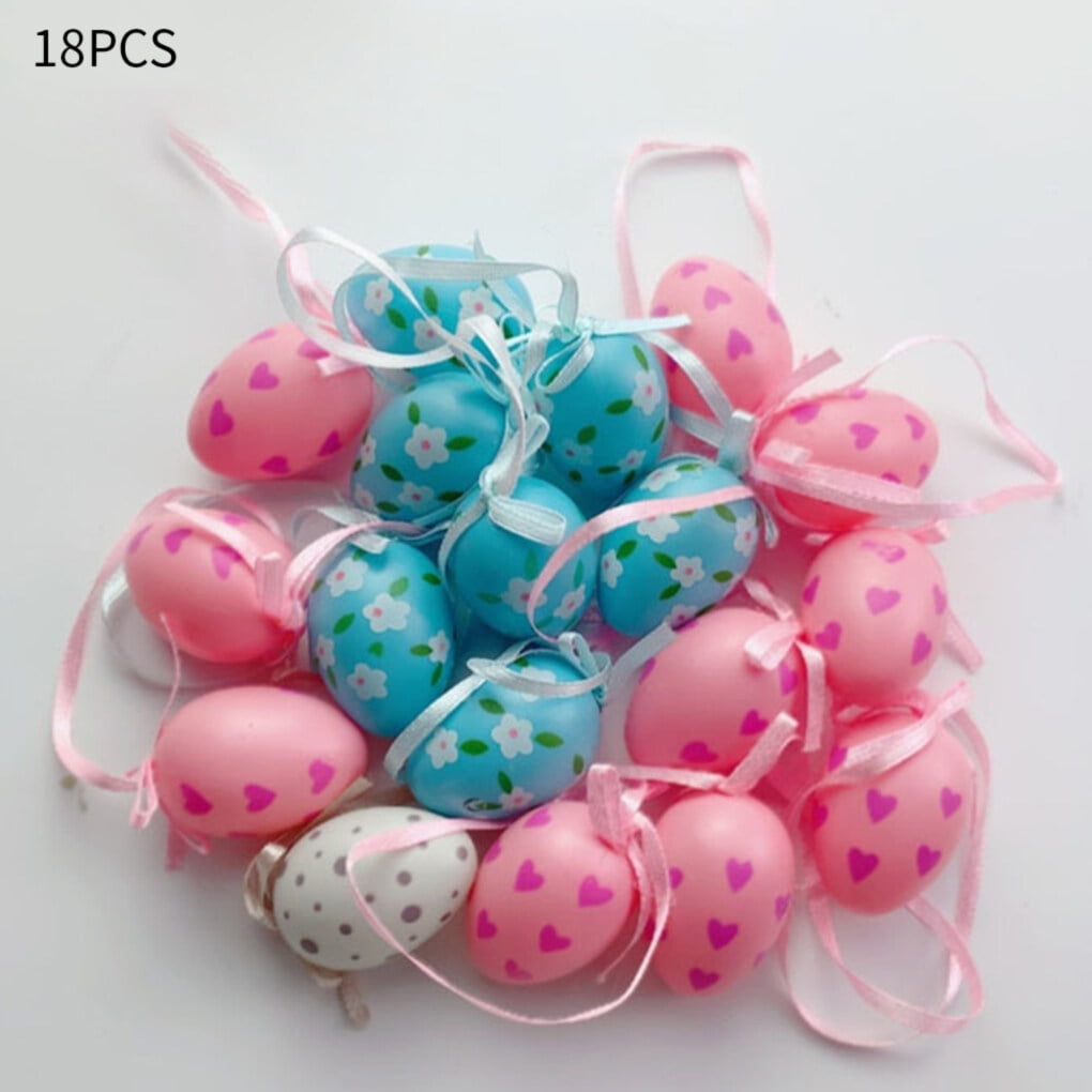 Rinhoo 18Pcs Easter Eggs Plastic Fake Eggshell Decorative Simulation