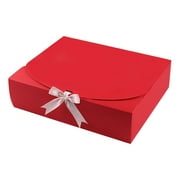 Rinhoo 5pcs Gift Boxes Birthday Paper Favor Cases Party Anniversary Gift Packing Boxes with Ribbon, Red, Medium