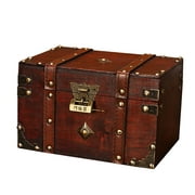 Rinhoo Storage Trunk with Lock Composite Board Bedroom Living Room Treasure Chest Collection Cabinet, PU Leather, Brown