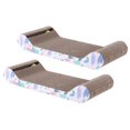 thumbnail image 1 of THE LICKER STORE Rini 23.75" Modern Cardboard Lounge Bed Cat Scratcher with Built-In Bell Toys and Catnip, White/Multi (Set of 2), CSR1003A-SET2, 1 of 7