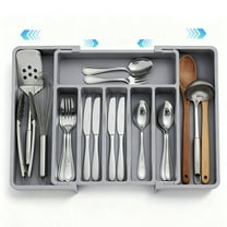 Rinima Large Silverware Drawer Organizer for Kitchen, Expandable Utensil Tray for Spoons Forks Knives Tools, 6-8 Slots