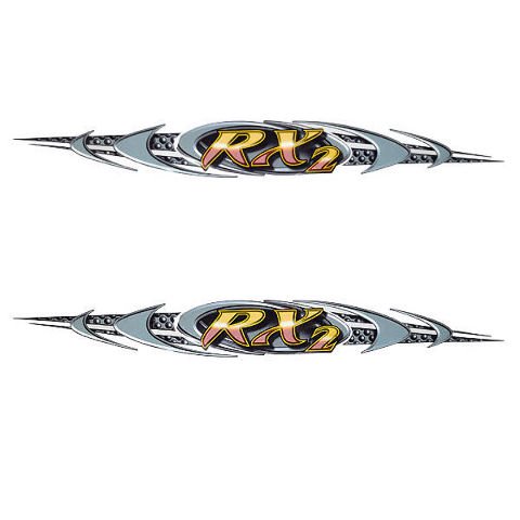 Rinker Boat Graphic Decals | RX2 Gray Yellow Stickers (Set of 2)