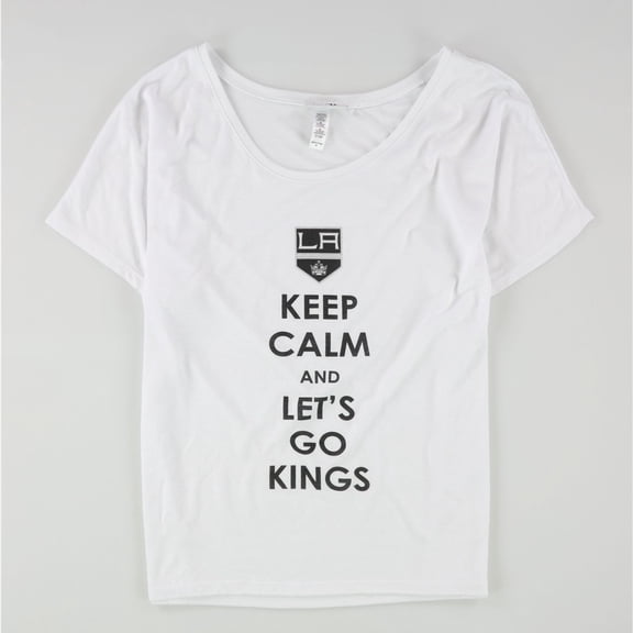 Rinky Womens Keep Calm And Let's Go Kings Graphic T-Shirt, White, X-Large
