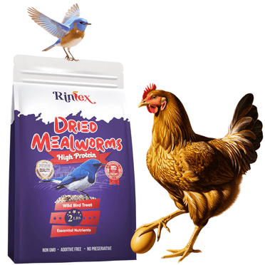 Rinlex Dried Mealworms 2 lb- High Protein Treat for Birds, Bluebird, Gecko, Lizard, and Poultry