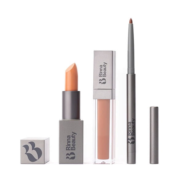 Rinna Beauty Icon Lip Kit Legends Only – Nude Peach Lipstick, Gloss & Liner Set
