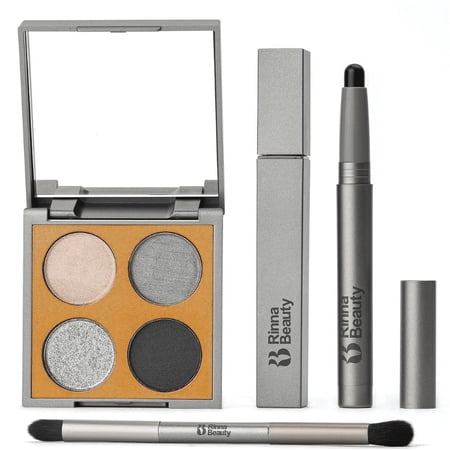 Rinna Beauty Smoke Show Iconic Eye Kit, Vegan Eye Makeup Set with Black Eye Crayon, Lash Out Mascara & Smoky Eye Shadow Quad, Matte & Shimmer Shades, 4 Piece Kit