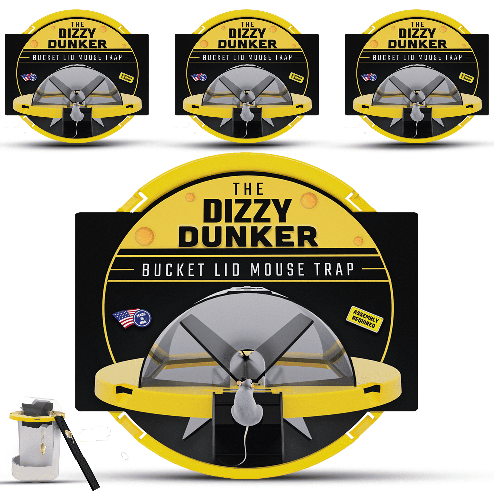 RinneTraps | Dizzy Dunker Mouse Trap | Made In USA | Bucket Lid | 4 ...