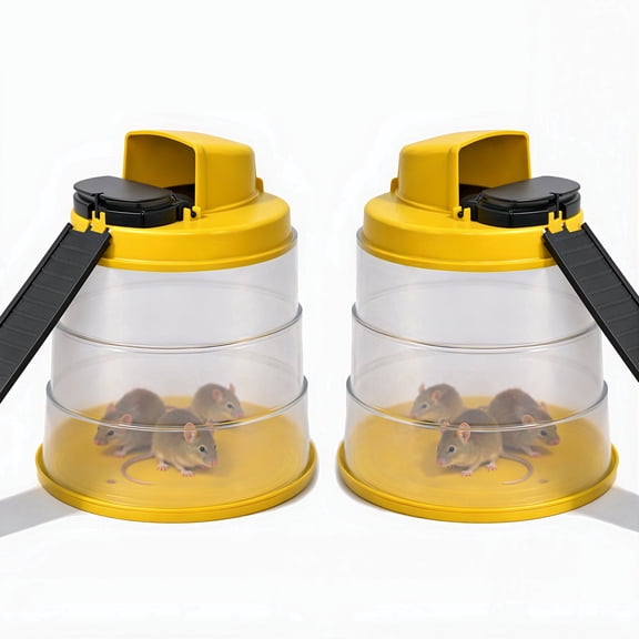 RinneTraps  Flip N Slide All-in-One Self-Resetting Bucket Mouse Trap, 2 Pack,  Humane Live Catch for Indoor & Outdoor Use