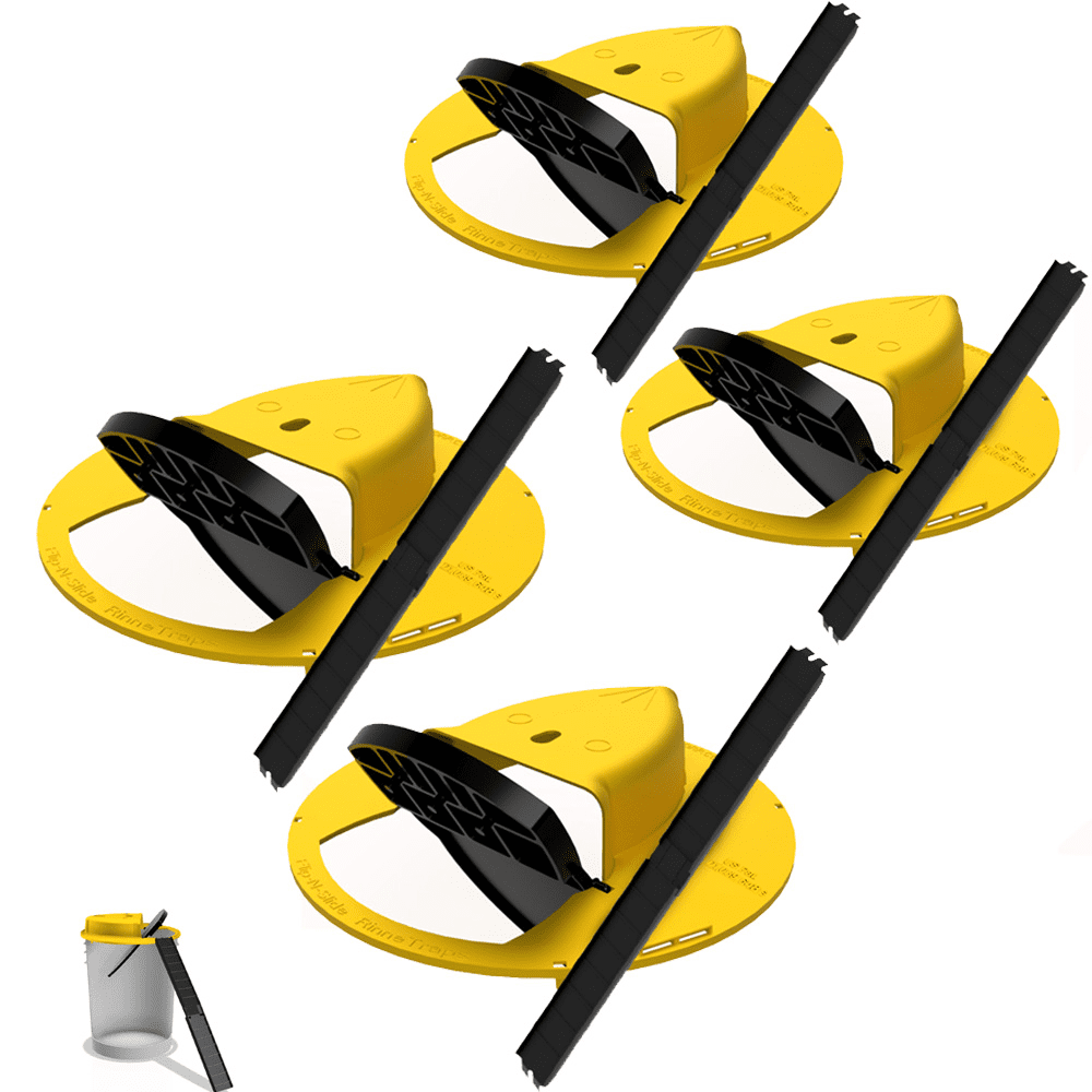 RinneTraps  The Original Flip N Slide Mouse Trap  Made In USA 5-Gallon Bucket Lid  4 Pack Traps