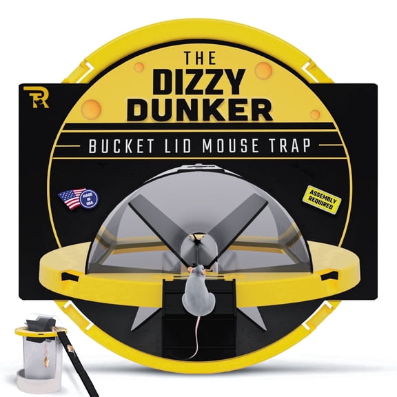 Rinnetraps Dizzy Dunker Bucket Lid Mouse Trap, Indoor & Outdoor Professional Grade Humane Rodent Control