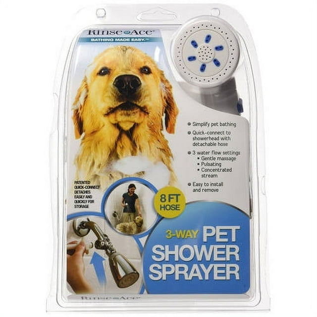 Rinse Ace 3Way Pet Shower Sprayer with 8' Hose and Quick Connect to