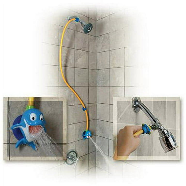 My Own Shower 1-Spray Showerhead Plus 3 ft. Hose and Quick Connect in Chrome with White and Dolphin Character My Own Shower 1-Spray Showerhead Plus 3 ft. Hose and Quick Connect in Chrome with White and Dolphin Character