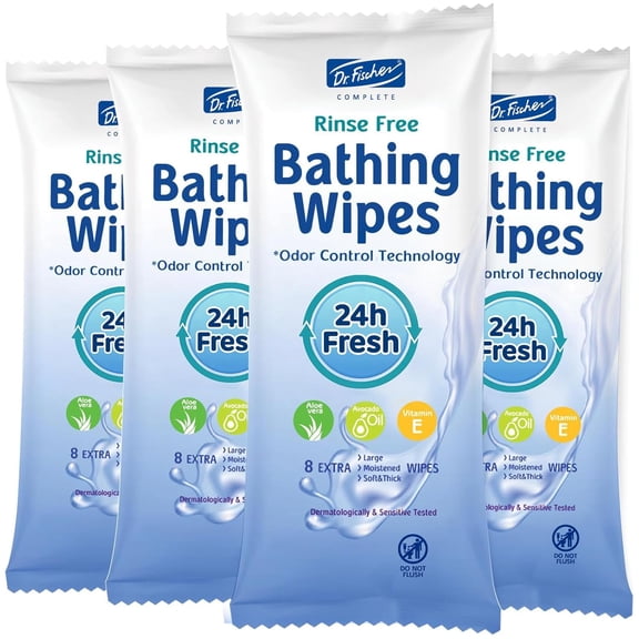 No Rinse Body Wipes for Adults - Thick Refreshing Shower Wipes with Aloe Vera for Camping Travel Gym and Caregiving - Durable Disposable Bath Cloths for Quick Hygiene