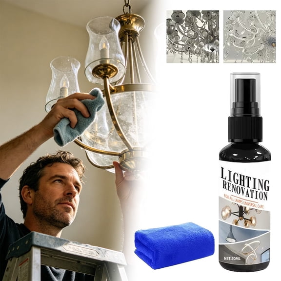Rinse-Free Chandelier Cleaner Spray 100ml No-Wipe Drip Dry Glass Cleaner, Crystal & Light Fixture Cleaning Solution for Chandeliers, Mirrors & Glass Surfaces, Streak-Free Home Maintenance Spray