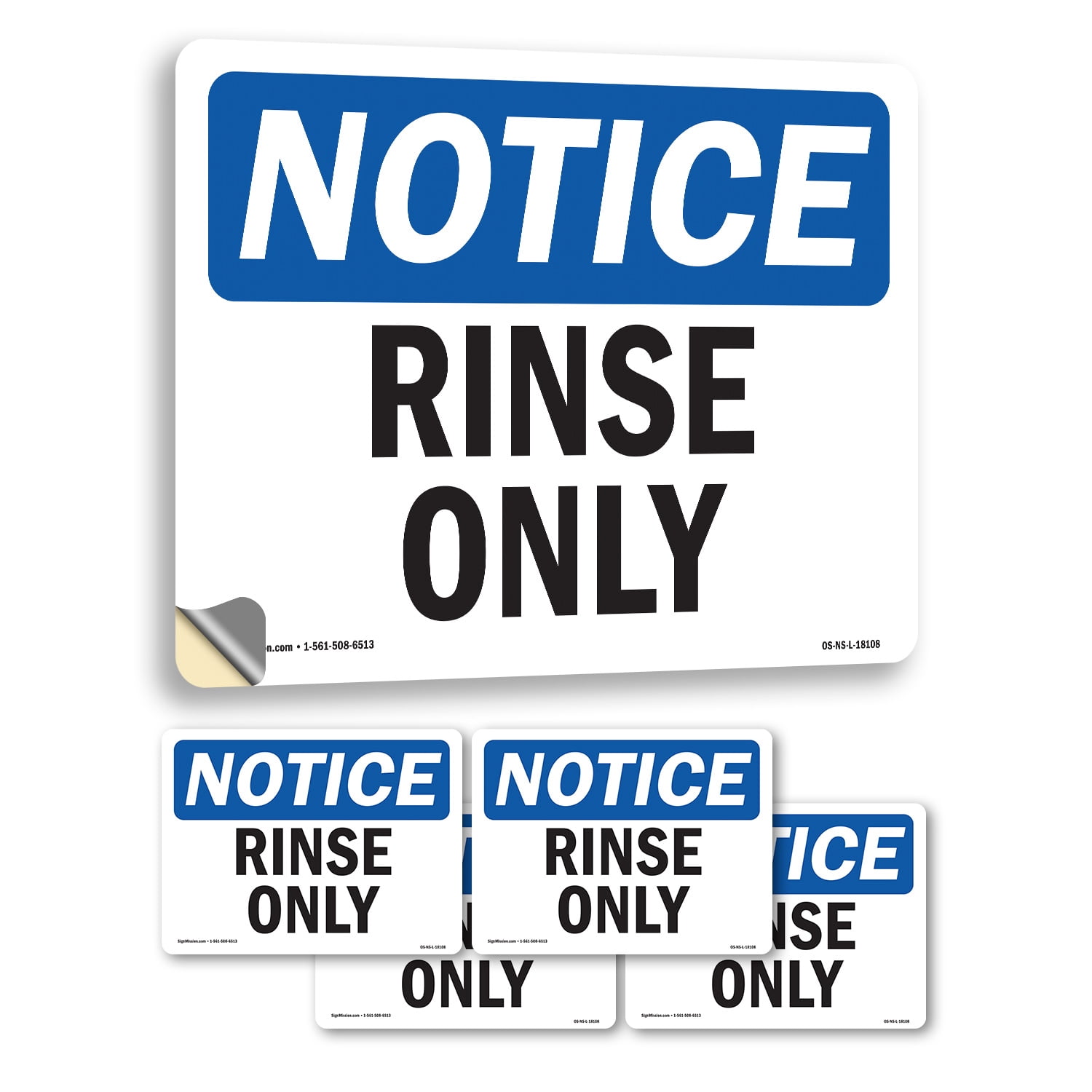 Rinse Only OSHA Notice Vinyl Decal Label 24 Inch x 18 Inch - 5 Pack ...