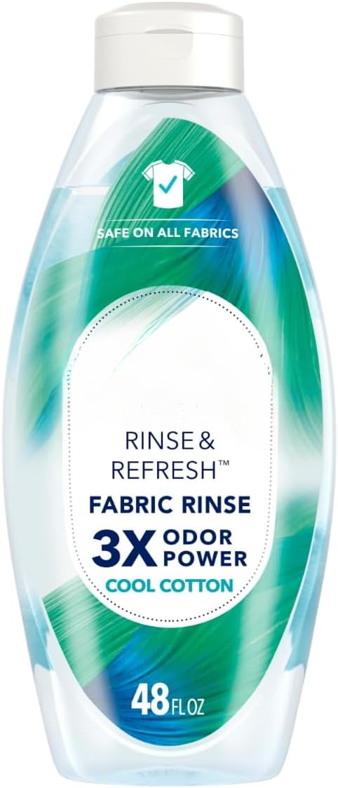 Rinse & Refresh Laundry Odor Remover And Fabric Softener, Cool Cotton, 48 Fl Oz, HE Compatible Laundry Sanitizer, Safe On All Fabrics, Fabric Softener, Liquid Fabric Softener