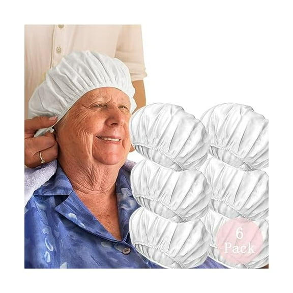 No Rinse Shampoo Caps(6-Pack), Shampoo Shower Cap No Rinse, Waterless Shampoo Caps for Elderly, Hair Washing Caps for Elderly, Dry Shampoo Caps for Bedridden Patients