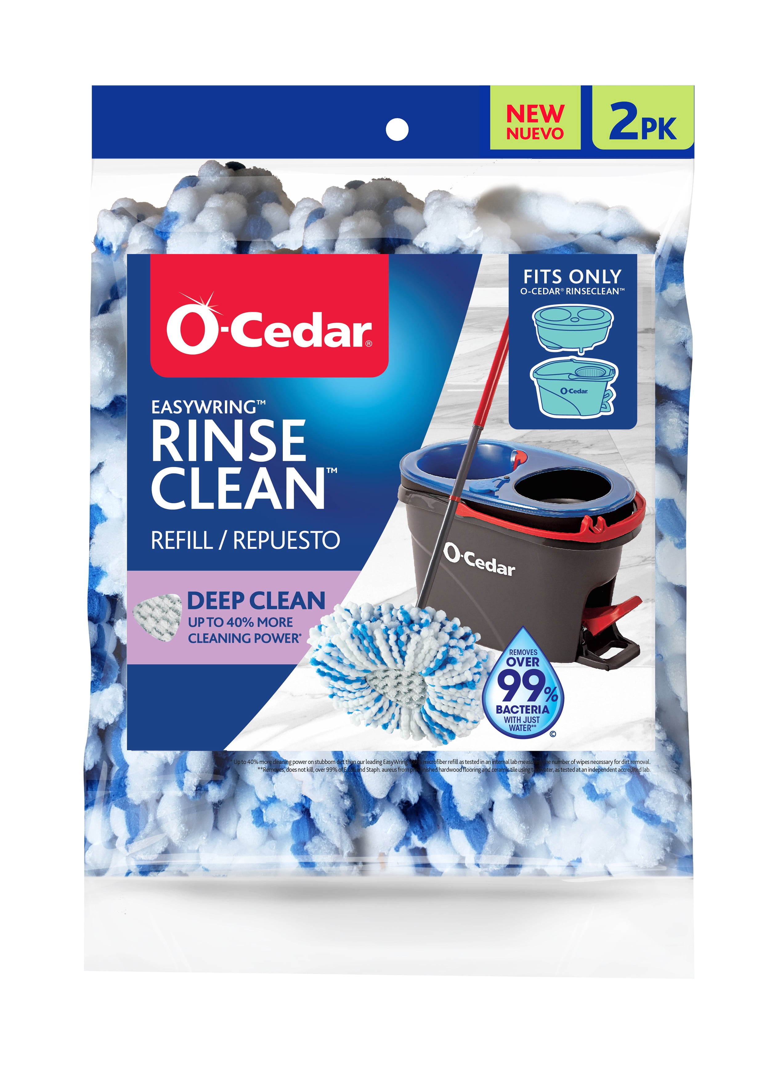O-Cedar RinseClean Deep Clean Spin Mop Head Replacement, 2 Pack