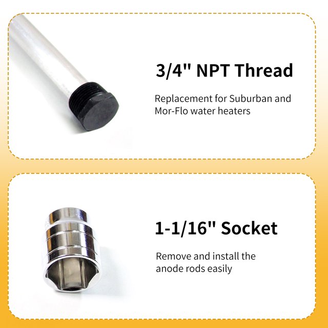 Rinser,Wand Camper Water Camper Water Heaters Rv Rod Socket Set Anode