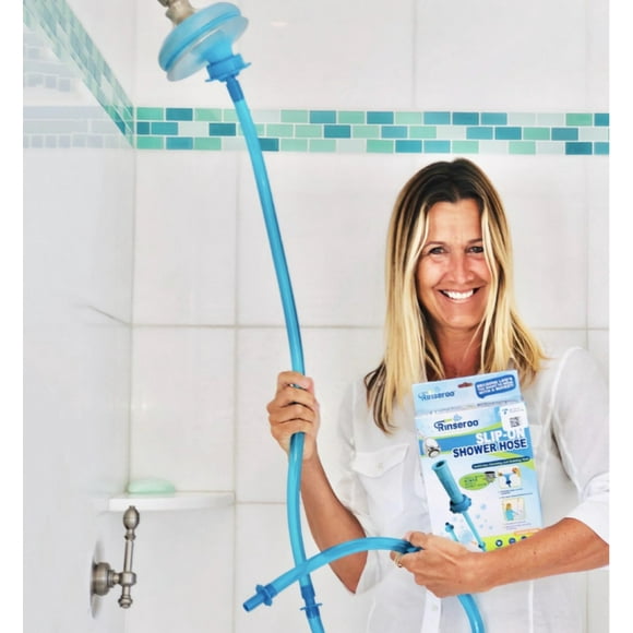 Rinseroo: 6 Foot Slip-on, Handheld Showerhead Attachment Hose for Sink/Shower. No Install, Detachable Shower Head Sprayer. For Faucets Up To 4" Wide. Not for tubs.