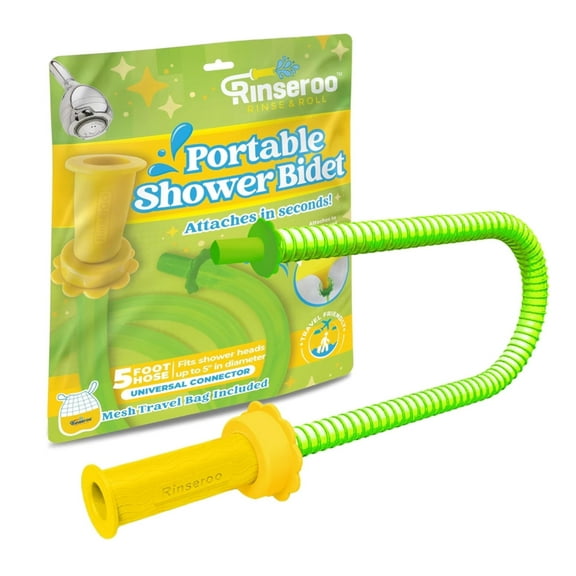 Rinseroo Portable Bidet Hose Slip-On Shower Attachment for Postpartum, Post-Surgery, Warm Water Hygiene. Handheld Sprayer for Travel, Men, Women, RV. Peri Bottle Alternative, 5ft Hose, 5" Stretch