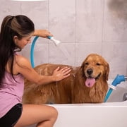 Rinseroo زلة على حوض الاستحمام صنبور مرفق. محول خرطوم دش الكلب فائق المرونة مرفق خرطوم محمول مع بخاخ الحيوانات الأليفة دش رئيس إرفاق صنبور صنبور 5 قدم خرطوم. لا يوجد تثبيت للغسيل السريع