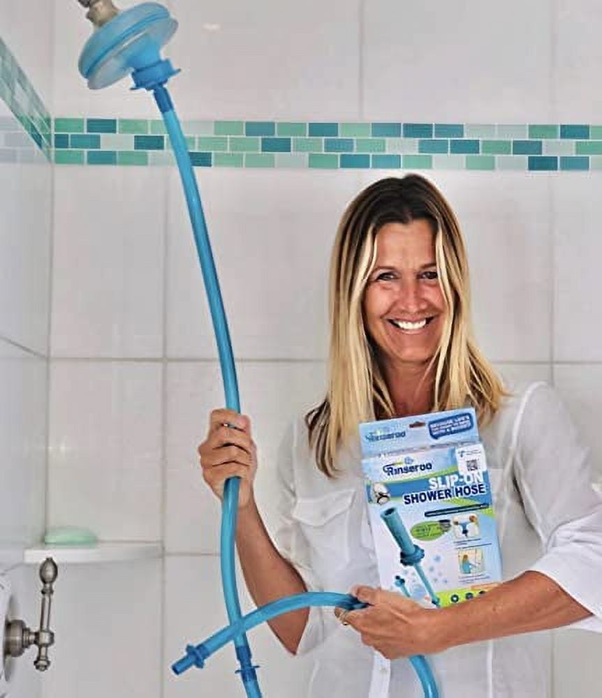 Rinseroo XL: 6 Foot Slip-on, Handheld Showerhead Attachment Hose for Sink/Shower. No Install, Detachable Shower Head Sprayer. For Faucets Up To 4" Wide. Not for tubs.