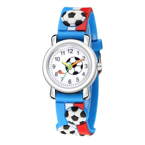 Rinsvye 3D Relief Trend Fashion Sports 'S Football Pattern Quartz Watch Gift Digital Watch For 10-1