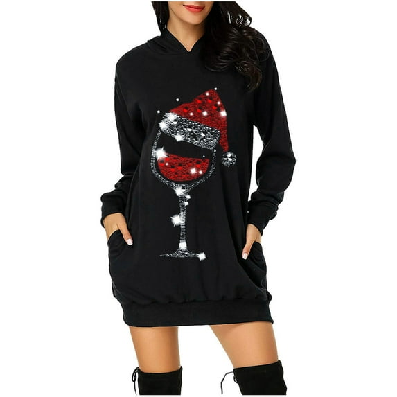 Rinsvye Christmas Women'S Hip Bag Women Long Sleeve Hoodie Print Pocket Hoodie Womens Mock Turtleneck Long Sleeve F Dress F Women'S Womens Turtleneck Long Sleeve Tops Blouse Layering Long