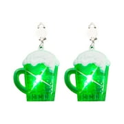 Rinsvye Earrings Luminous Earrings Led Big Earring Green Earrings Women Ear Studs Irish Flashing Drop Earrings Bulk Earrings Jewellery Accessory For St 'S Day Party Hoop Earr