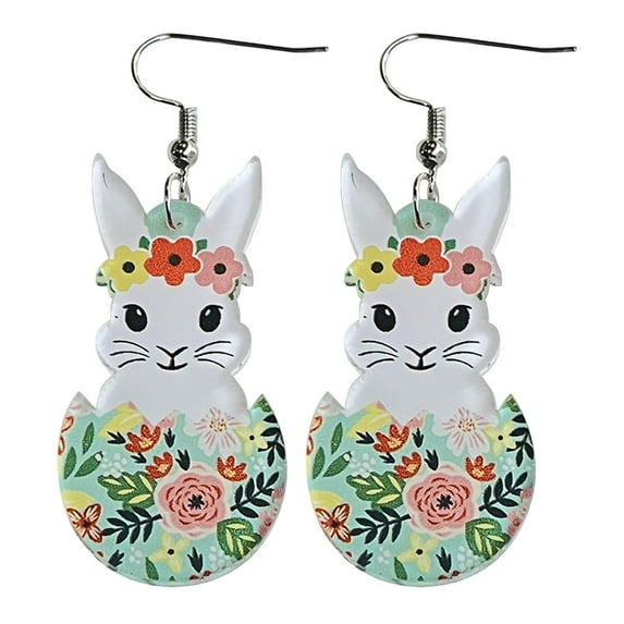 Rinsvye Easter Earrings Bunny Flower Earring Bulk Basket Cute Print Egg Earring Cute Chicken Spring Flower Earrings Ear Ringing For Women Earrings