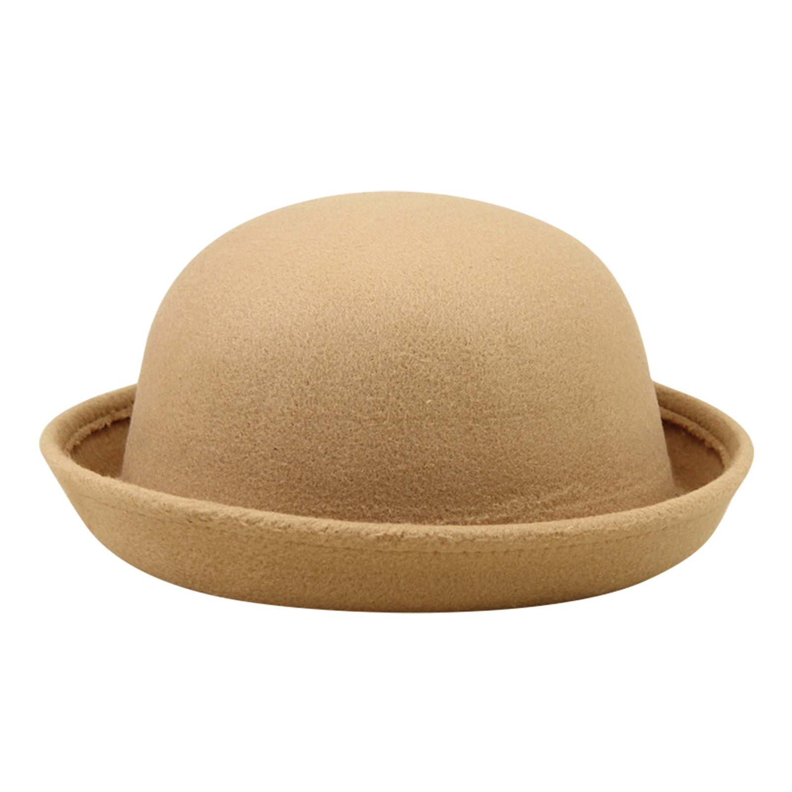 Rinsvye Elegant Adults Solid Hat Roll Up Brim Panama Bowler Hat Bucket Hat Mens Womens Classic Wool Round Bowler Hats Cap Space X Cap Foldable Cowboy
