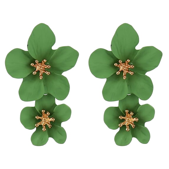 Rinsvye Elegant Large Metal Double Luster Matte Flower Earrings Chic Statement Dangle Drop Flowers Wedding Earrings For Women Girls Teens Anniversary Friendship Exquisite Jewelry Gifts Stud Earrings F