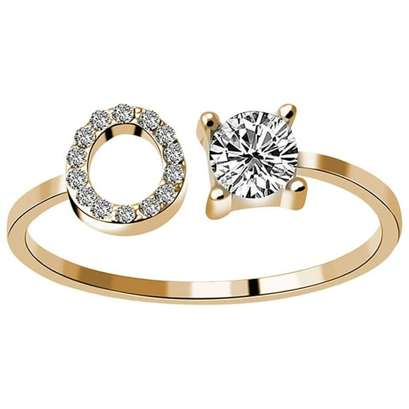 Rinsvye Fashionable And Opening 26 Letters With Diamond Ring Ladies Jewelry Rings Women Rings For Women Ring Set For Women Ring Set For Men Size 8 Rings Rings Adjustable Ring Fashion R