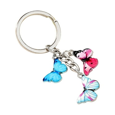 Rinsvye Keychain Color Dripping Butterfly Womens Wallet Slim Pendant Keychain Keyring Small Key Ring Bag Pendant Wrist Key Lanyard For Women Women'S Wallet