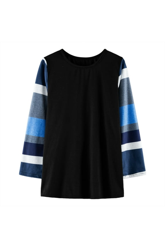 Kids Girls Fashion Top Shirt Color Block Striped Casual Tunic Tops Long Sleeve Loose Crewneck Blouse T-Shirt Tee Girls Thermal Shirt Long Sleeve Long Sleeve Kids T Shirt Dinosaur Shirt Girl Lo