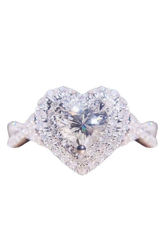 Love Shape Full Ring Love Cross Rhinestone Ring Elegant Geometry Rhinestone