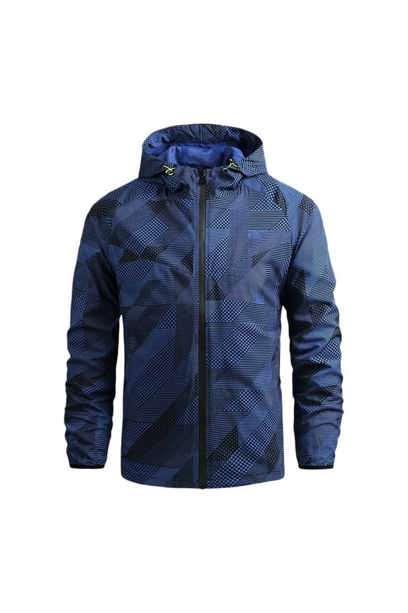 Men'S Autumn And Winter Scotland Printed Hooded Windproof Outdoor This Men Thin Jacket Coat Top Heat On Demand Jacket Blouse Men Clothes Fashion Jackets