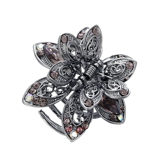 Rinsvye Metal Hair Claws Thick Hair Clip Non- Flower Barrette Vintage Banana Clips Hair For Fine Hair Metal Rhinestone Big Clips For Thick Hair Extra Large Jaw Clips For Thick H