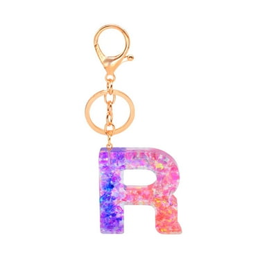 Rinsvye Personalized Resin Translucent Keychain Large Key Rings Heavy Duty Creative Letter Color Pendant Wrist Key Lanyard Keychain Wrist Key Ring Star Key Ring