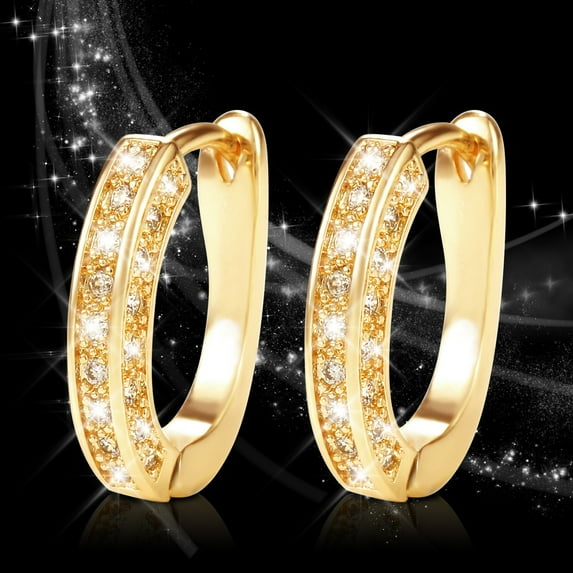 Rinsvye U-Shaped Gold Inlaid Zircon Ear Buckle Women Earrings Super Flash Full Diamond Earrings Ear Studs Baseball Earrings Bridal Earrings Heart Earrings A Earrings Big Hoops Earrings For Wome