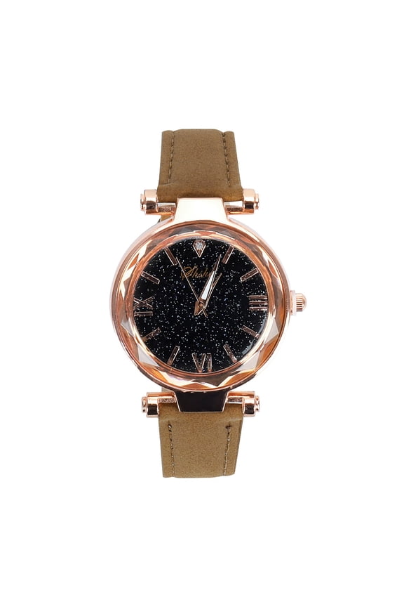 Unisex Stars Little Point Frosted Belt Watch Dotted With Roman Scale Watch Retro Quartz Ladies Luminous Watch Watch Belt Female Women'S Watch Small Watches No Battery Watches F