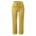 thumbnail image 1 of Rinsvye Women Solid Straight Solid Elastic Pants Long Drawstring Linen Women Waist Cotton Casual Pants Size 20 Pants For Women Plus Work Clothes Elegantly Casual Clothes For Women Plus Size Linen For, 1 of 4