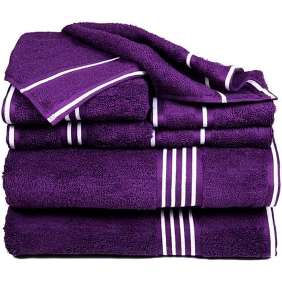 Rio 100% Cotton Towel Set - Eggplant, Medium, 8 Piece