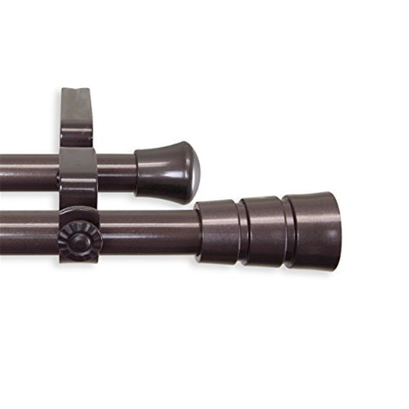 Rio 13/16" Double Curtain Rod-Color:Cocoa,Size:66-120"