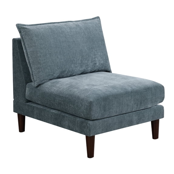 Rio 33 Inch Modular Armless Sofa Chair Lumbar Cushion Slate Blue Fabric - Saltoro Sherpi