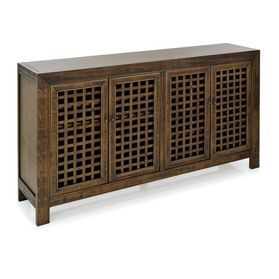 Rio 4-door Antique Mocha Brown 70-inch Wood Accent Cabinet