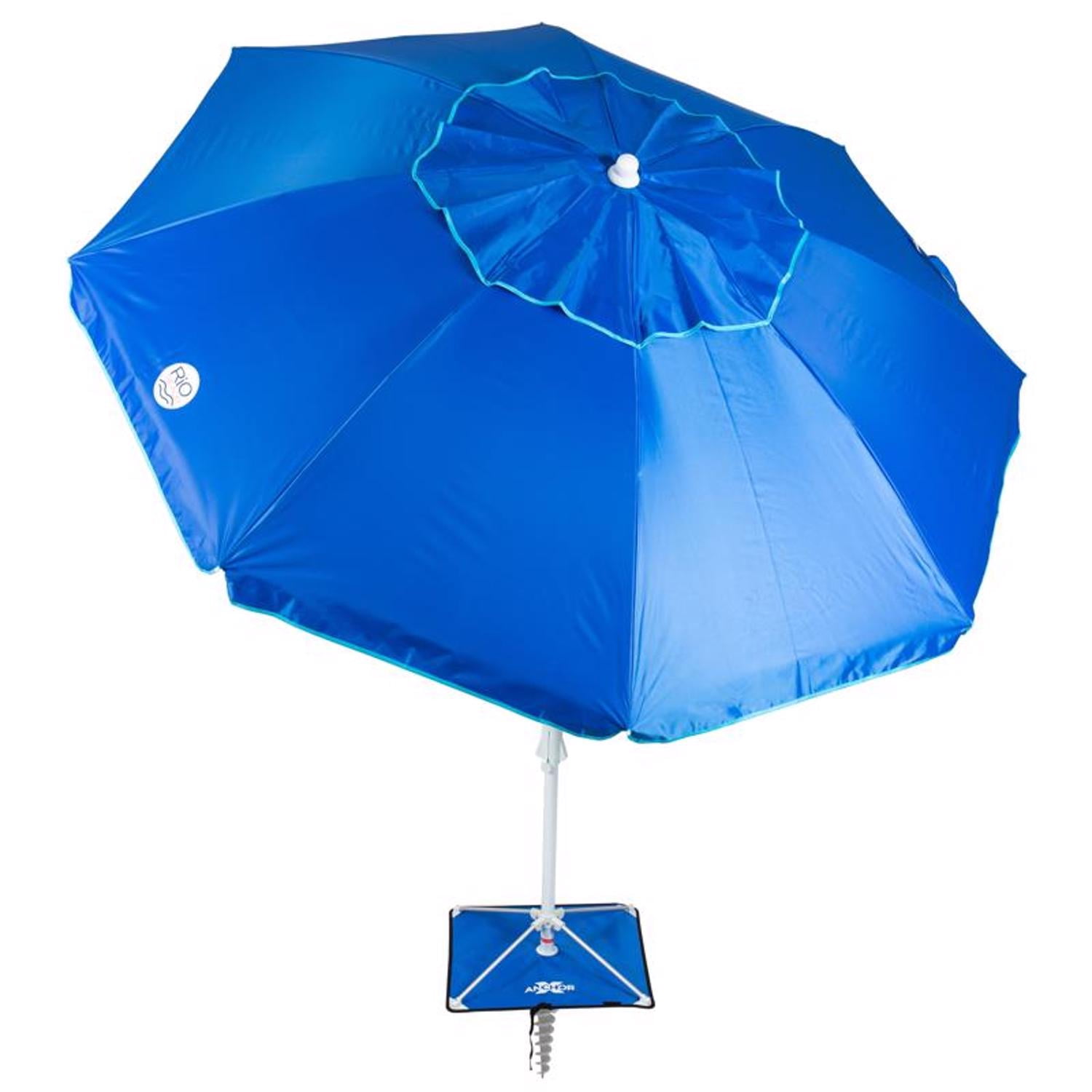 ebay rio umbrellas patio Brands 7' UPF 50+ Beach Umbrella with Integrated Sand Anchor, Multicolor : Patio, Lawn & Garden RIO 7 ft. Beach Umbrella