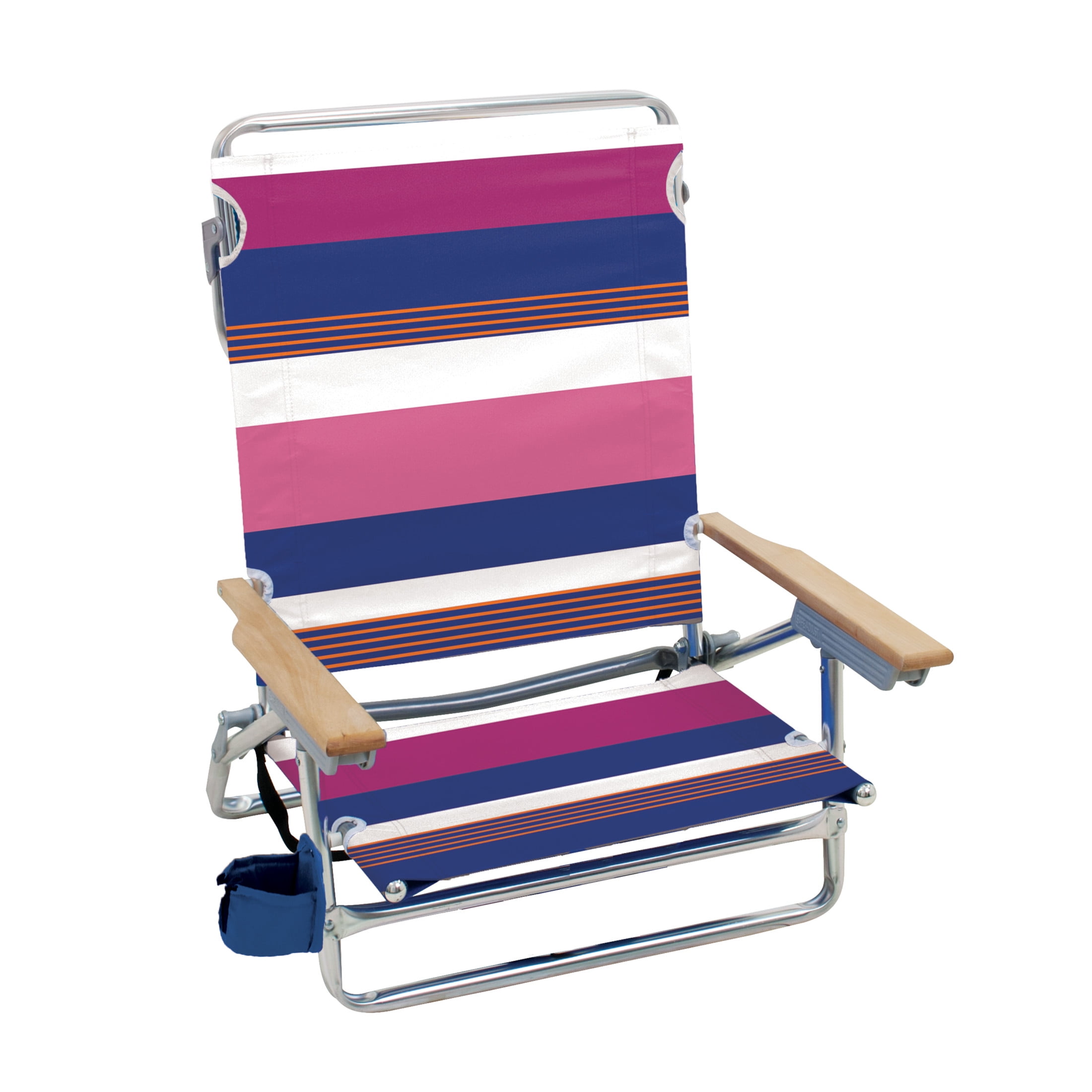 Rio Beach Classic 5 Position Lay Flat Folding Chair Outdoor Pool and Beach Chair with Carrying Strap and Towel Bar Purple Blue and Pink Stripes Walmart