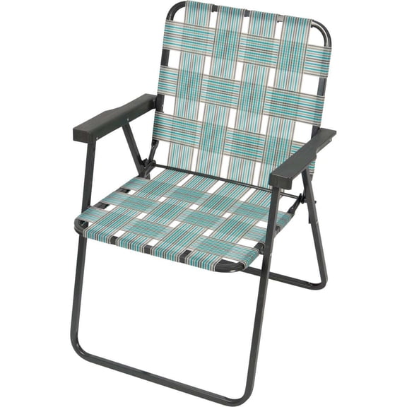 Rio Brands Folding Patio Chair Teal & Gray Polyester Web Steel Frame - Outdoor - 6 Pack
